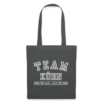 Team Kühn Familie Nachname Einer für Alle - Stoffbeutel - Graphite - Vorne