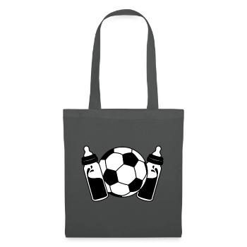 Erster Vatertag Fußball Papa Sohn Baby Flaschen - Stoffbeutel - Graphite - Vorne