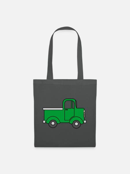 Fröhlicher LKW grün, Spielzeugauto - Stoffbeutel - Graphite