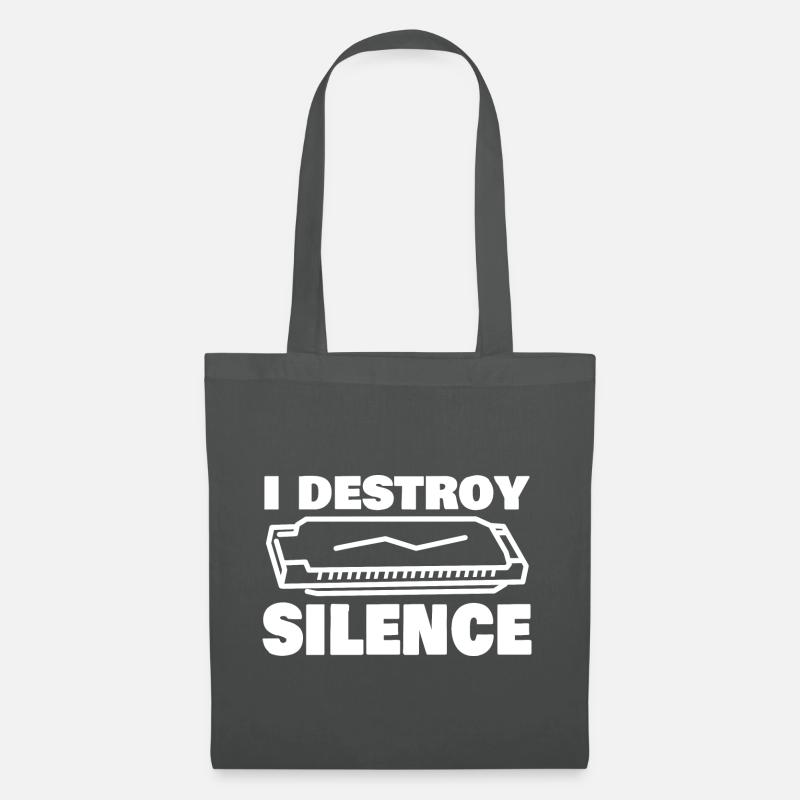 I Destroy Silence Funny Harmonica Player - Tote Bag - graphite grey