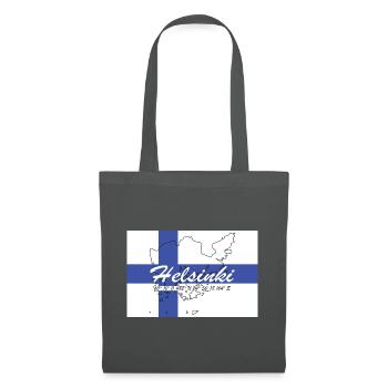Helsinki - Hauptstadt mit GPS & Flagge - Stoffbeutel - Graphite - Vorne
