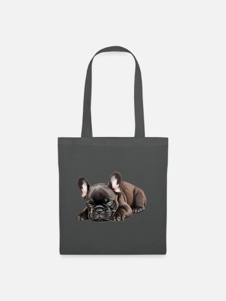 Französische Bulldogge Welpe Braun - Stoffbeutel - Graphite