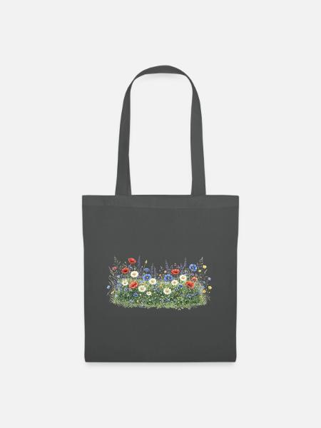 Bunte Wildblumenwiese mit Margeriten - Stoffbeutel - Graphite