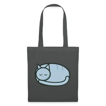 Schläfrige zusammengerollte Katze – Kleines Brustemblem - Stoffbeutel - Graphite - Vorne