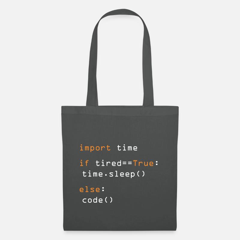 Python Code Import Sleep Tired Loop - Sac en tissu - gris graphite