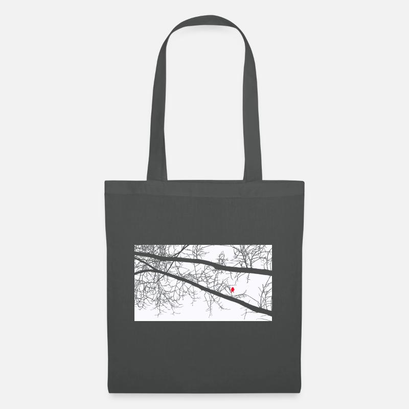 Roter Spatz im Baum - Stoffbeutel - Graphite