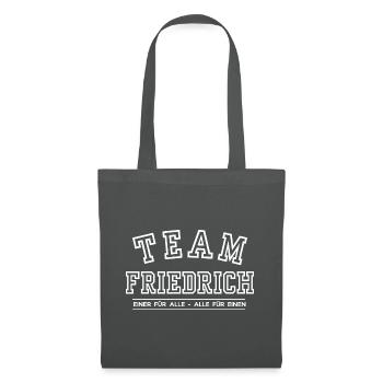 Team Friedrich Familie Nachname Einer für Alle - Stoffbeutel - Graphite - Vorne
