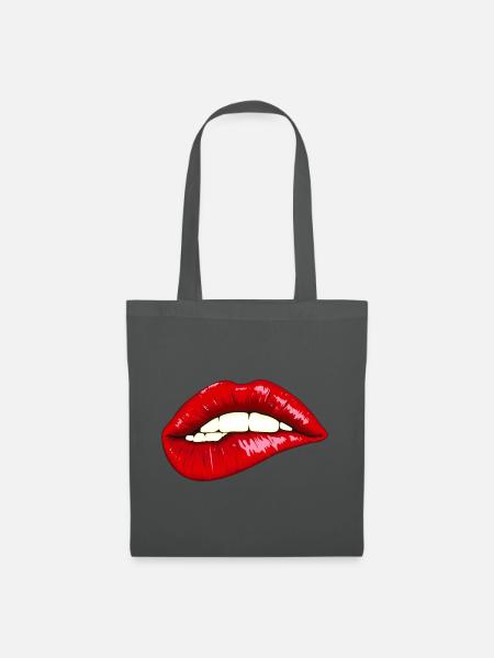 Ausdrucksstarke Lippen mit Glanz - Stoffbeutel - Graphite