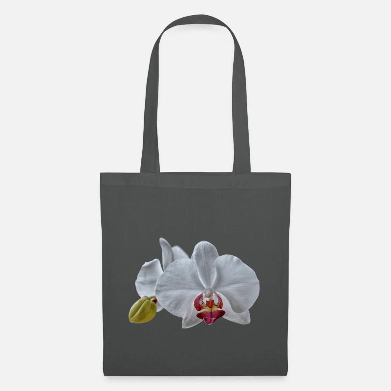 Weiße Orchideen Blüten - Stoffbeutel - Graphite
