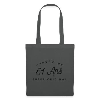 Cadeau 61 ans  - Sac en tissu - gris graphite - Devant