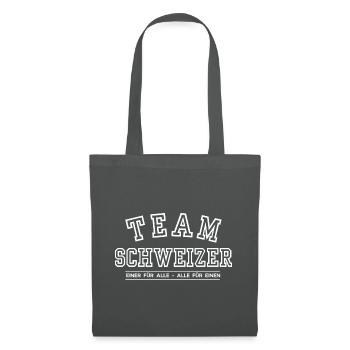 Team Schweizer Familie Nachname Einer für Alle - Stoffbeutel - Graphite - Vorne