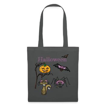 Halloween Kürbis und Fledermaus Design - Stoffbeutel - Graphite - Vorne