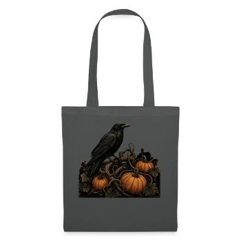 Raven on Pumpkin T-Shirt Vintage Gothic Halloween - Tote Bag - graphite grey - Front