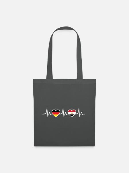 Aegypten Deutschland Herzschlag Flagge Aegypter - Stoffbeutel - Graphite