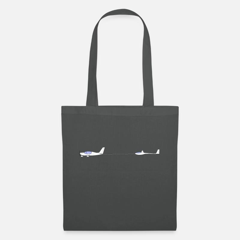 Flugzeugschlepp, Motorflugzeug, Segelflugzeug - Stoffbeutel - Graphite