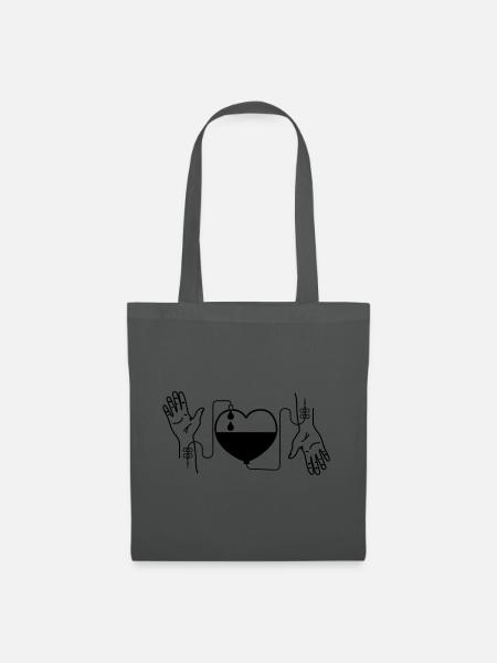 Blutspendende Herzhände - Stoffbeutel - Graphite