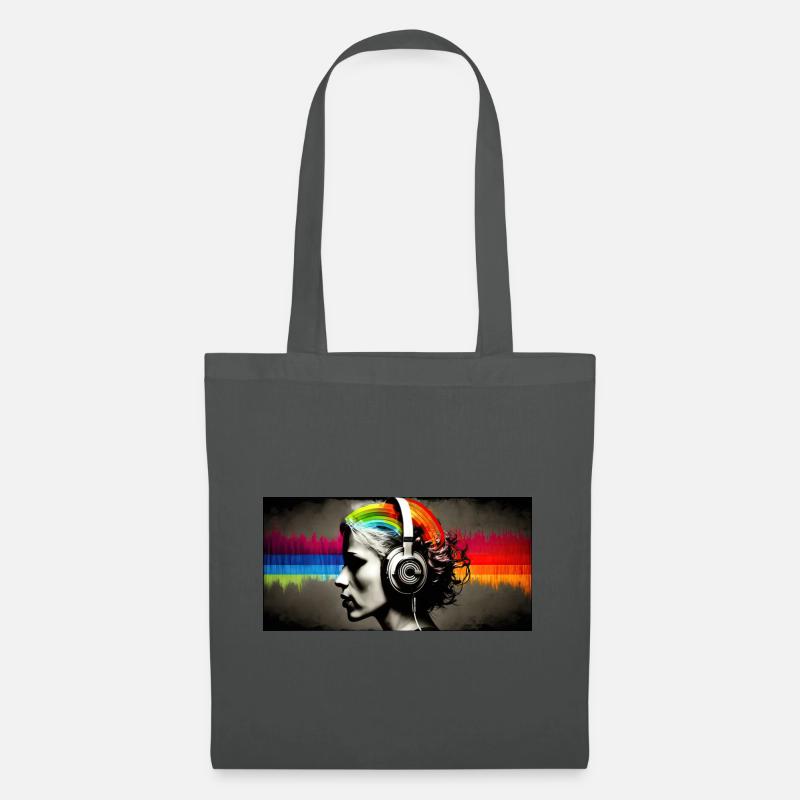 Rainbow Pulse Kopfhörer-Porträt - Stoffbeutel - Graphite