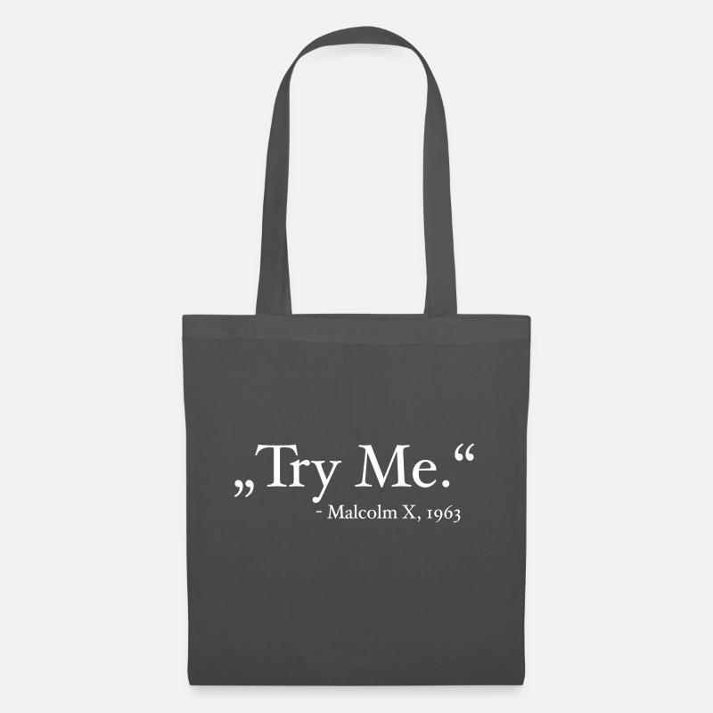 Black Power: Zitat 'Try Me.' (Malcolm X) - Stoffbeutel - Graphite