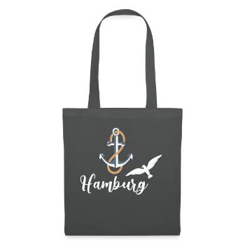 hamburg,logo, anker,möwe,icon,schriftzug - Stoffbeutel - Graphite - Vorne
