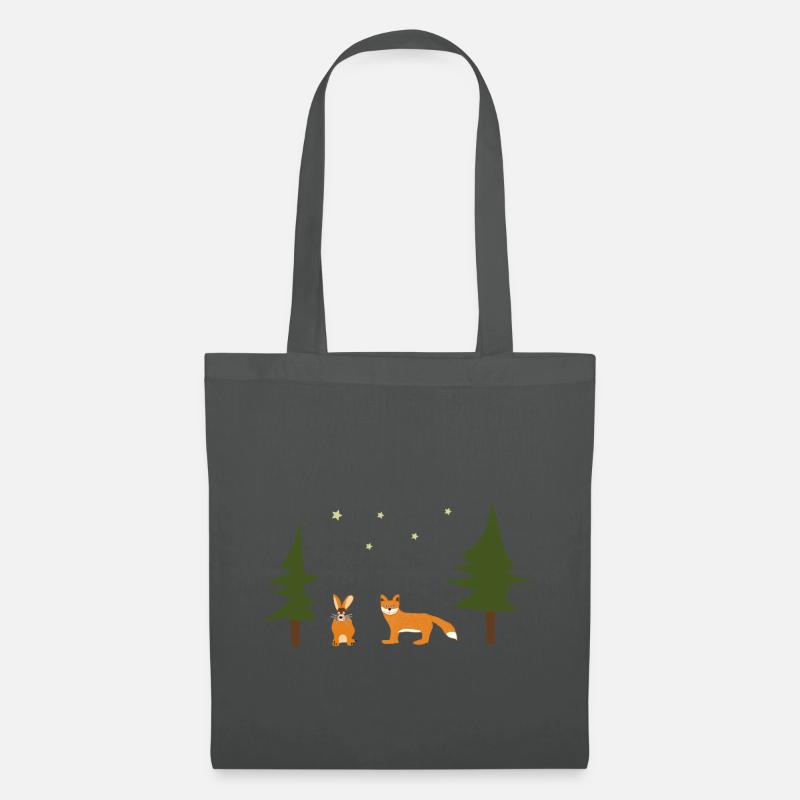 Fuchs Hase Geschenk für Waldliebhaber Waldfreunde - Stoffbeutel - Graphite