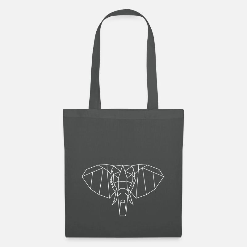 Weißer geometrischer Elefant - Stoffbeutel - Graphite