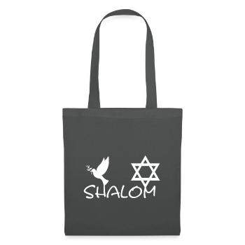 Shalom avec la colombe de la paix et l’étoile de David | Symbole - Sac en tissu - gris graphite - Devant