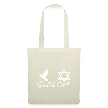 Shalom avec la colombe de la paix et l’étoile de David | Symbole - Sac en tissu - nature - Devant