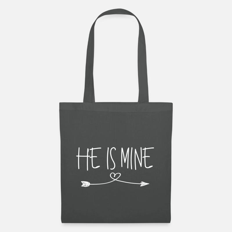 Partnershirts - He is mine - weiß - Stoffbeutel - Graphite
