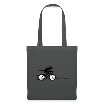 On My Way – Fahrrad T-Shirt für Radfahrer - Stoffbeutel - Graphite - Vorne