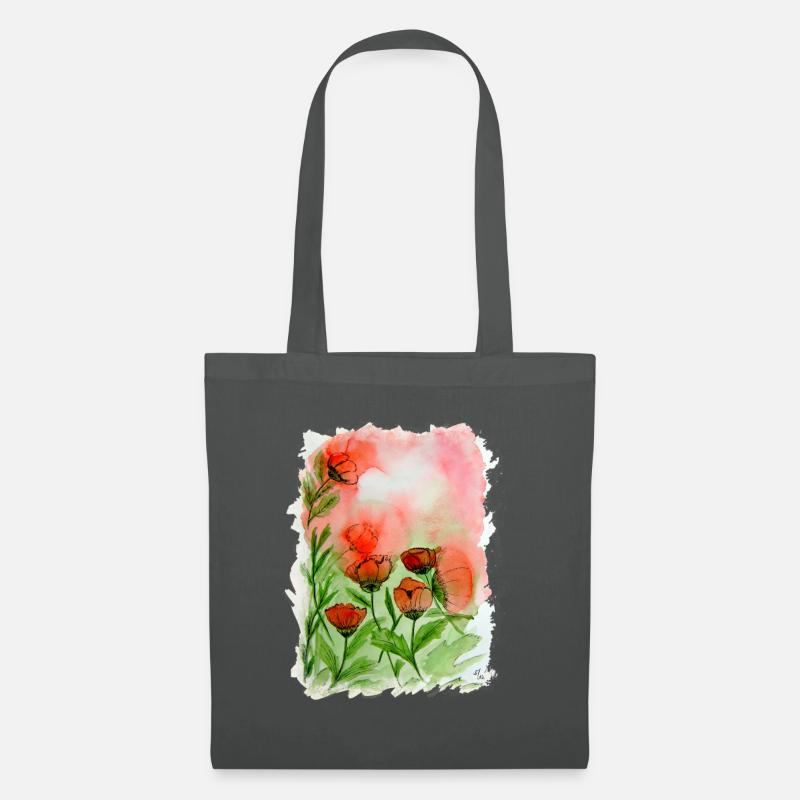 Mohnblumen Aquarell - Stoffbeutel - Graphite