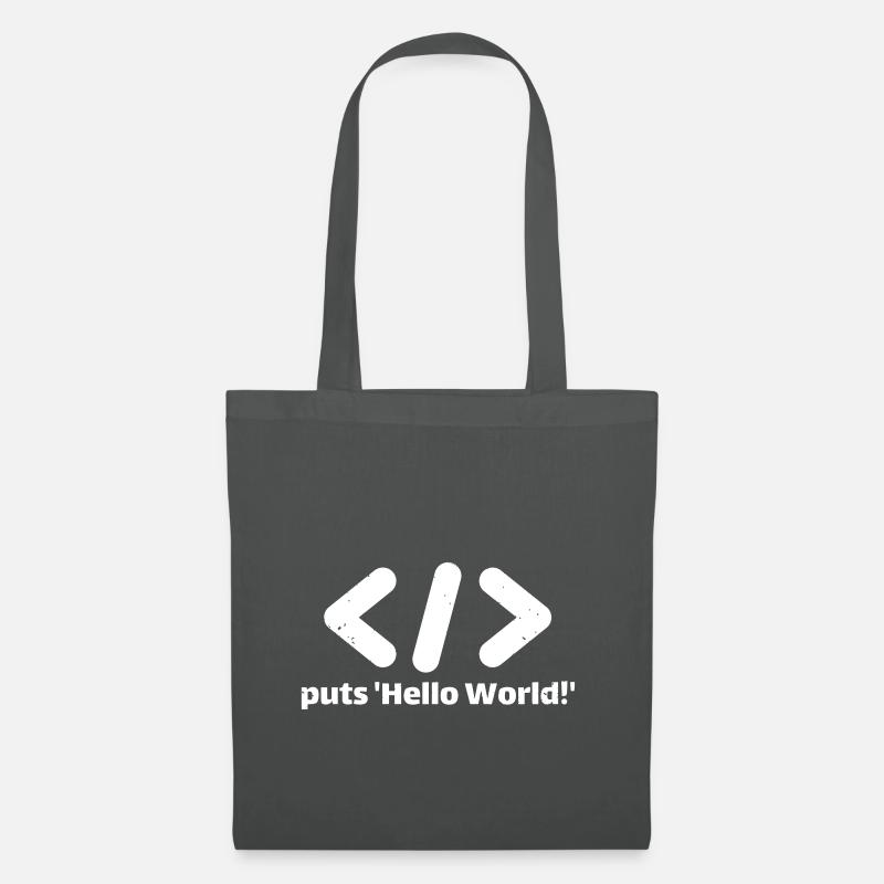 hello world programmieren ruby - Stoffbeutel - Graphite