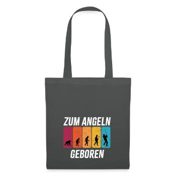 Angler Evolution - Zum Angeln geboren - Stoffbeutel - Graphite - Vorne