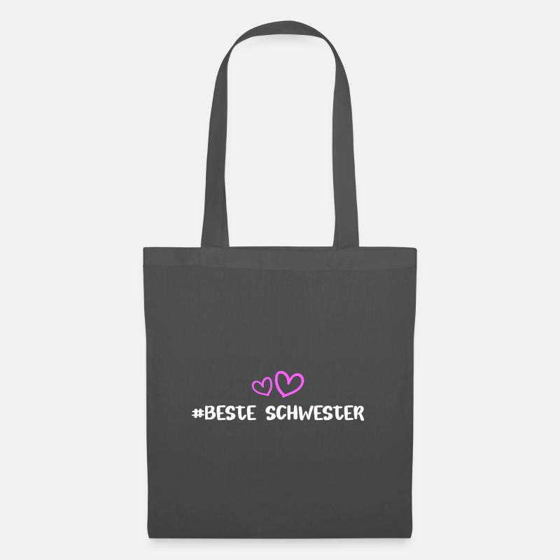 Beste Schwester Herz Liebe - Stoffbeutel - Graphite
