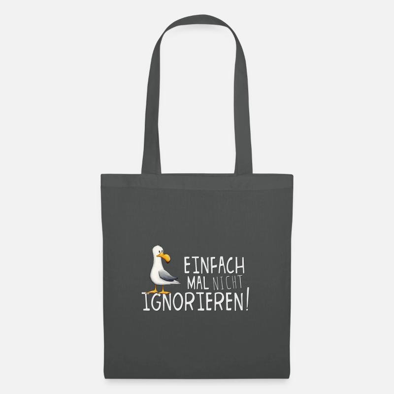 Einfach mal nicht ignorieren! Möwe mit Haltung - Stoffbeutel - Graphite