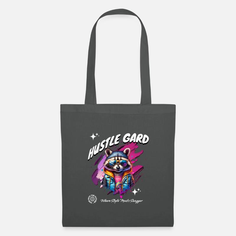 Witziges Waschbär Hustle Gard Design - Stoffbeutel - Graphite