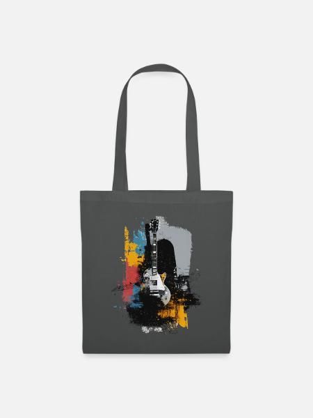 Grunge Gitarre – Rock Art & Music Splash - Stoffbeutel - Graphite