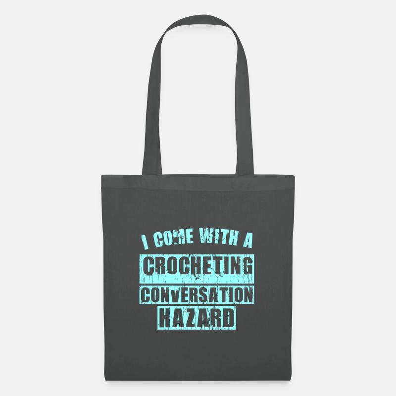 I come with a Crocheting conversation - Stoffbeutel - Graphite