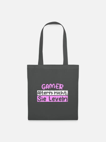 GAMER Altern nicht, Sie Leveln - Stoffbeutel - Graphite