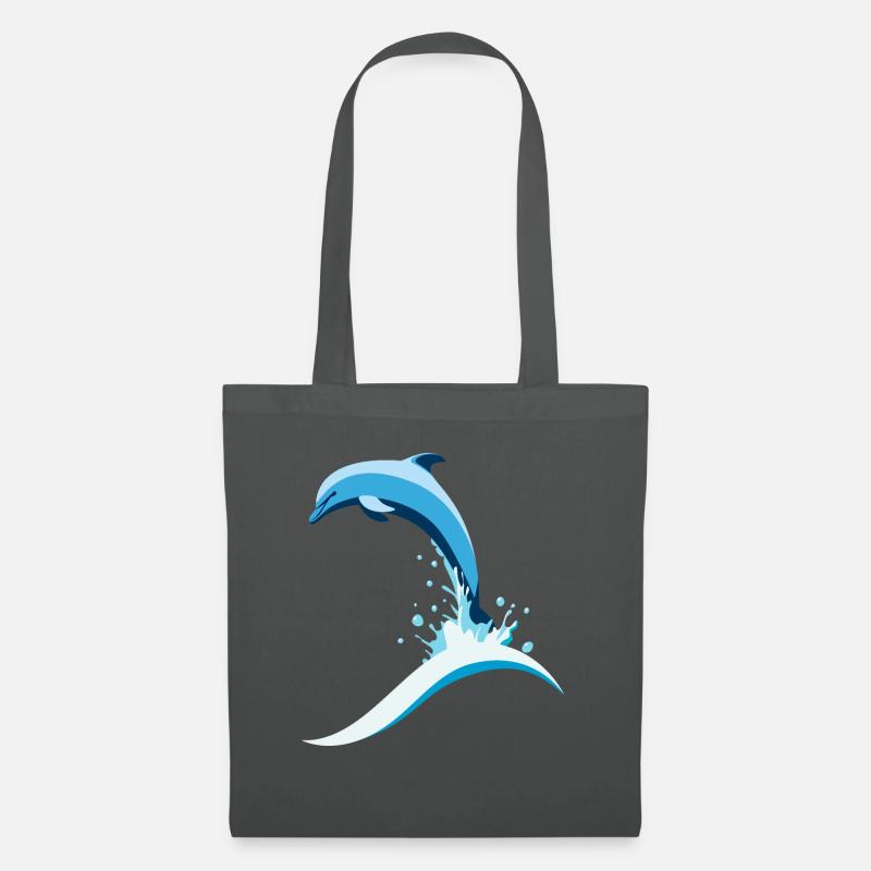 Springender Delfin - Stoffbeutel - Graphite