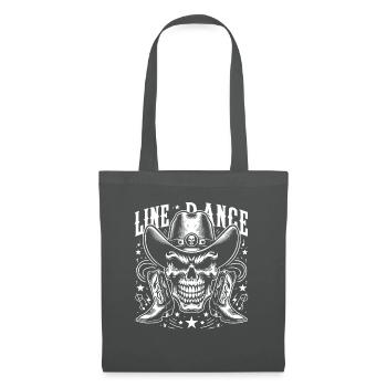 Crâne de danse en ligne avec stetson et bottes et lasso - Sac en tissu - gris graphite - Devant