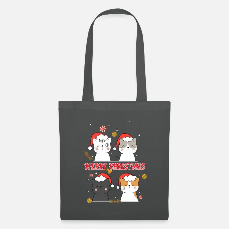 Frohe Weihnachten Katze - Stoffbeutel - Graphite