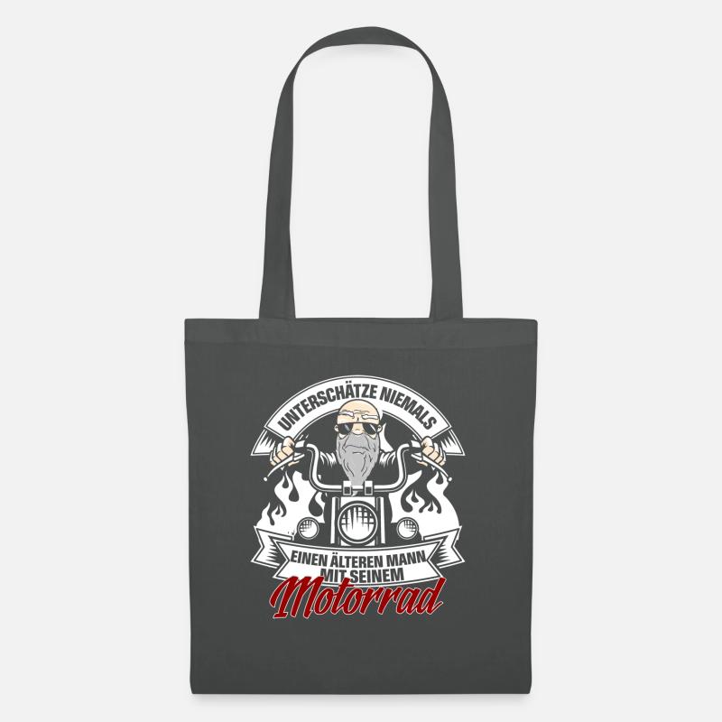 Alter Mann und Motorrad - Stoffbeutel - Graphite