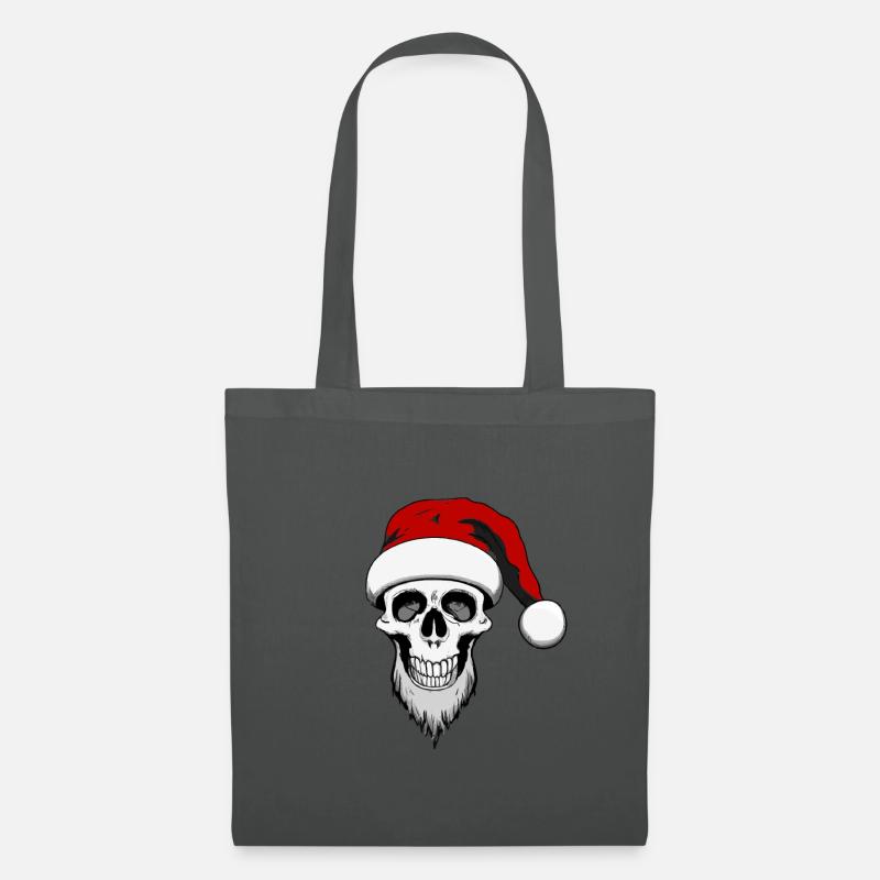 Schädel mit Weihnachtsmannmütze und Bart - Stoffbeutel - Graphite
