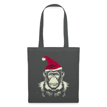 Affe mit Weihnachtsmütze, Tier, Tiermotive - Stoffbeutel - Graphite - Vorne