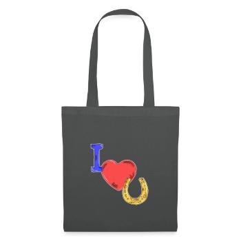 Idée cadeau chevaux - Sac en tissu - gris graphite - Devant