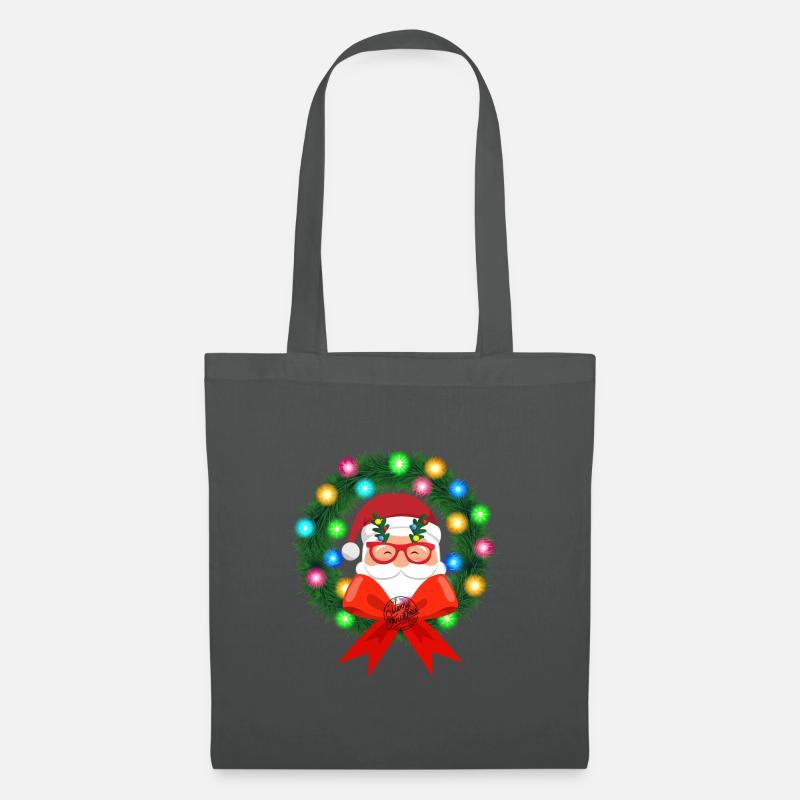 Weihnachtsmann im Kranz - Stoffbeutel - Graphite