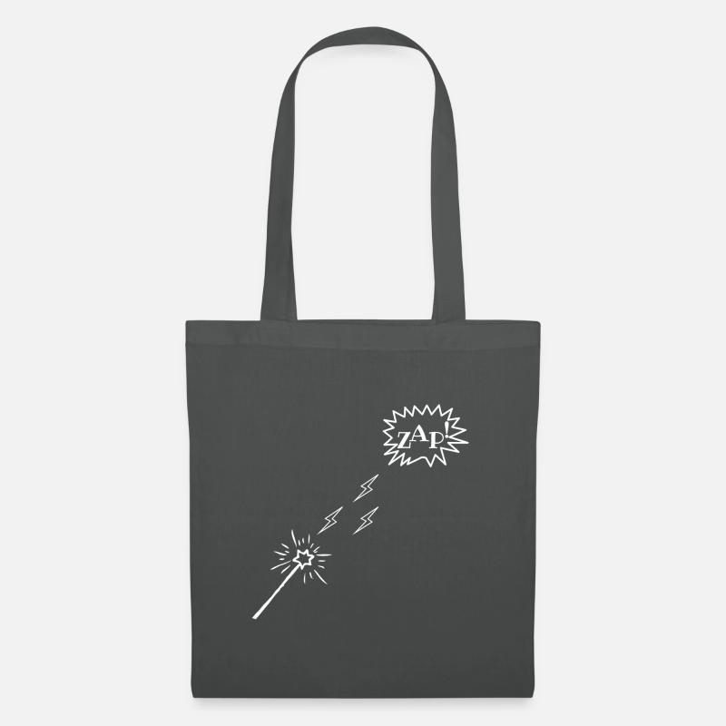 Zauberstab, Blitze, ZAP! - Stoffbeutel - Graphite