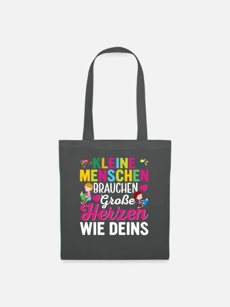 Kleine Menschen brauchen große Herzen wie Deins - Stoffbeutel - Graphite