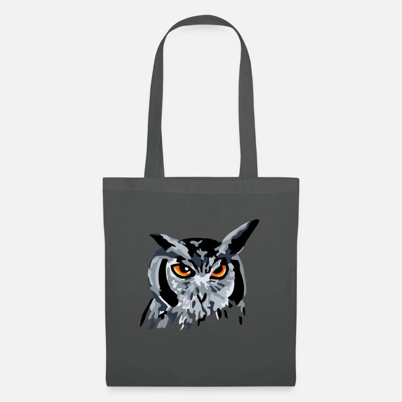 Eule Uhu Kauz Vogel - Stoffbeutel - Graphite