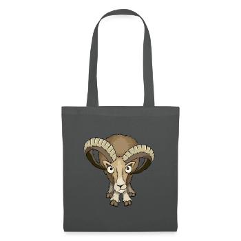 Mufflon Schafbock stare down Widder Geschenk - Stoffbeutel - Graphite - Vorne